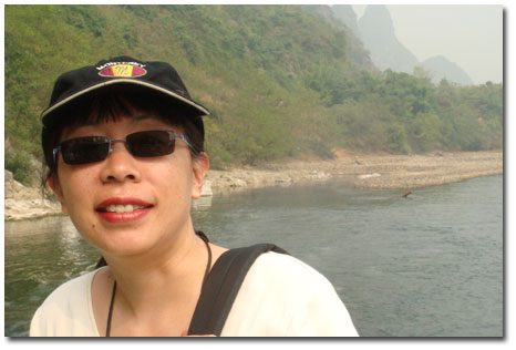 Laura on a river cruise, Guilin.